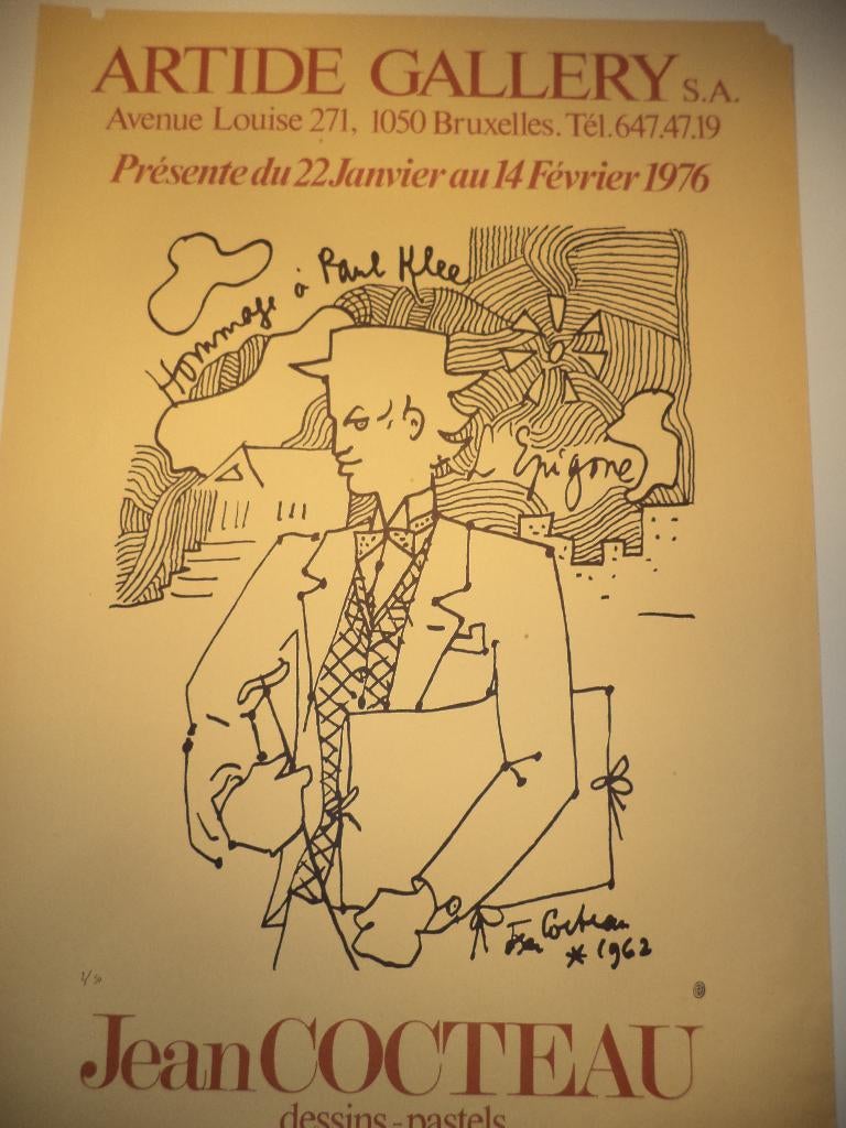 affiche 1976 Jean COCTEAU Hommage à Paul KLEE '62 Artide BXL, Ophalen of Verzenden