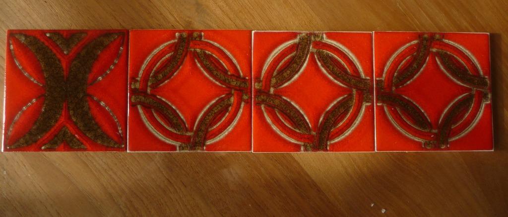 4 carreaux orange vintage, Enlèvement ou Envoi