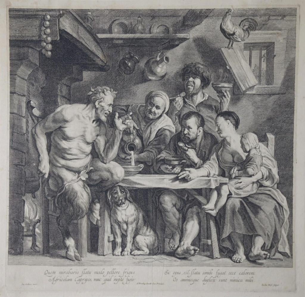 Jacobus Neefs n Jacob Jordaens gravure "Satyr bij de Boeren", Ophalen