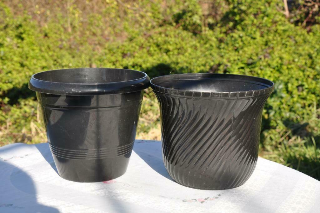 § 2 cache pot en plastique noir 1non perforé 1 avec recup ea, Kunststof, Rond, Nieuw, Ophalen of Verzenden