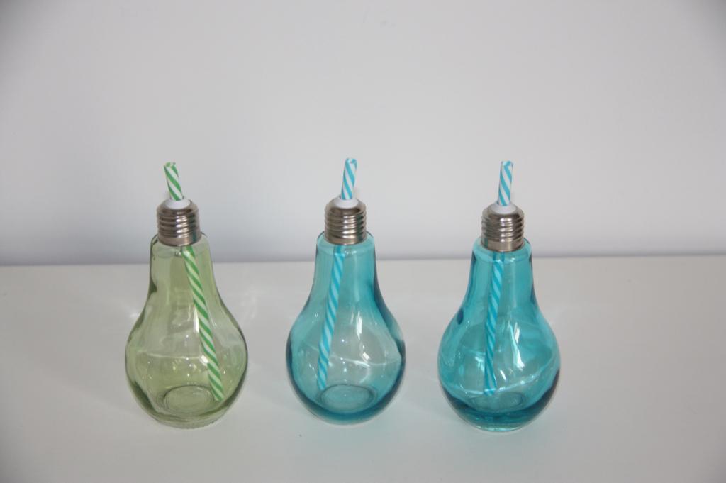Gloeilamp drinkglazen met rietje * 3 stuks, Verzamelen, Verzenden, Zo goed als nieuw, Frisdrankglas