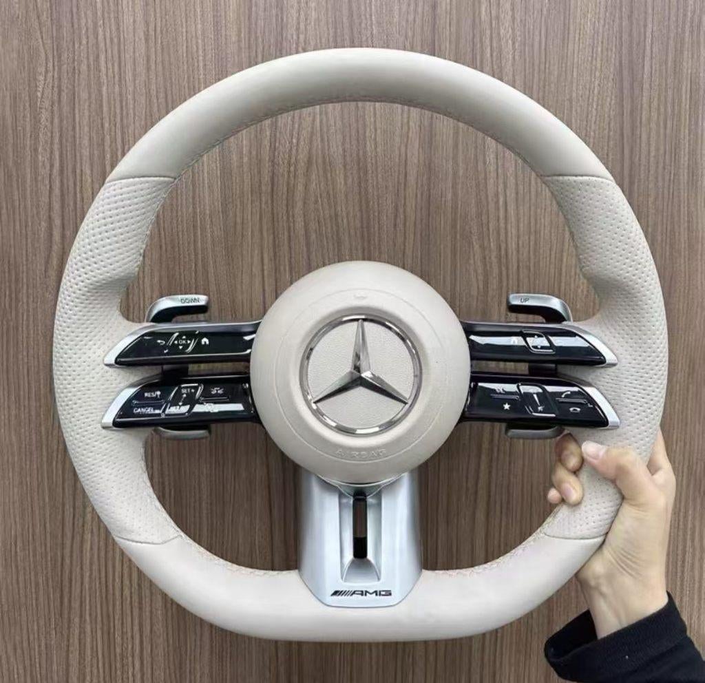 Mercedes wit beige stuur compleet AMG leer upgrade, Ophalen of Verzenden, Nieuw, Mercedes-Benz