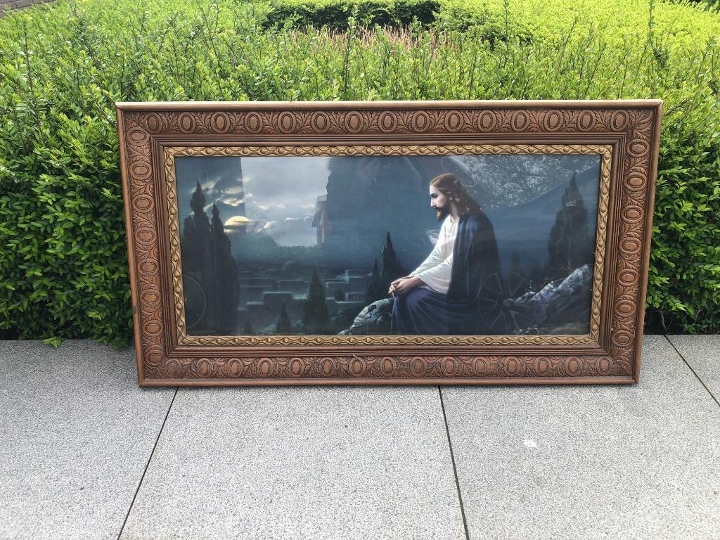 Antieken kader met print Jezus, Antiek en Kunst, Kunst | Schilderijen | Klassiek, Ophalen