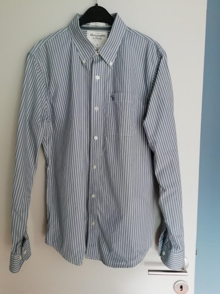 Chemise rayée Abercrombie & Fitch L, Enlèvement ou Envoi, Comme neuf, Gris, Abercrombie & Fitch