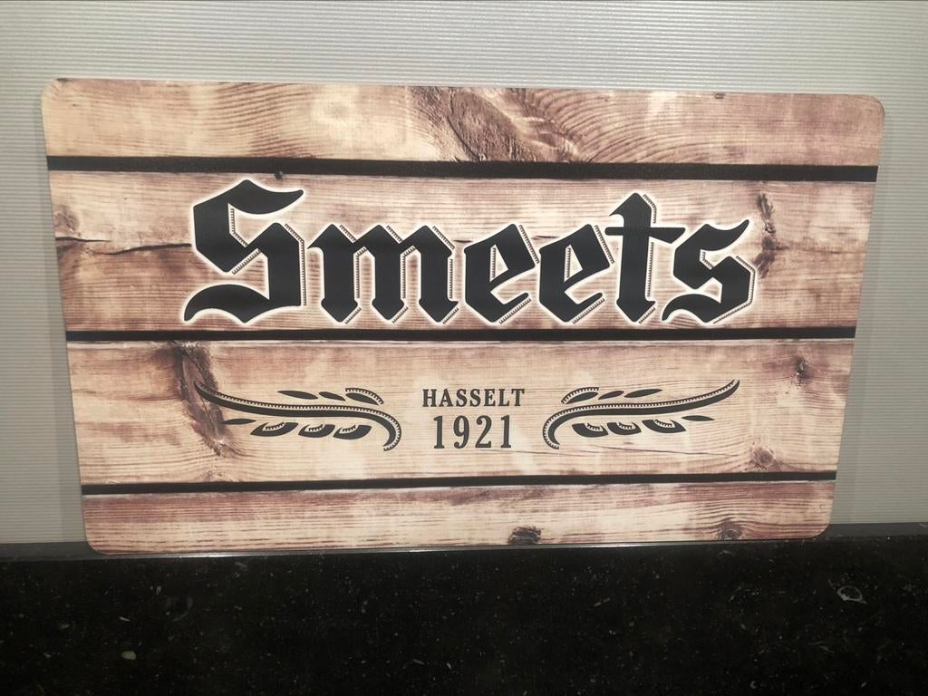 SMEETS jenever Hasselt reclamebord kunststof, Verzamelen, Verzenden, Zo goed als nieuw, Reclamebord