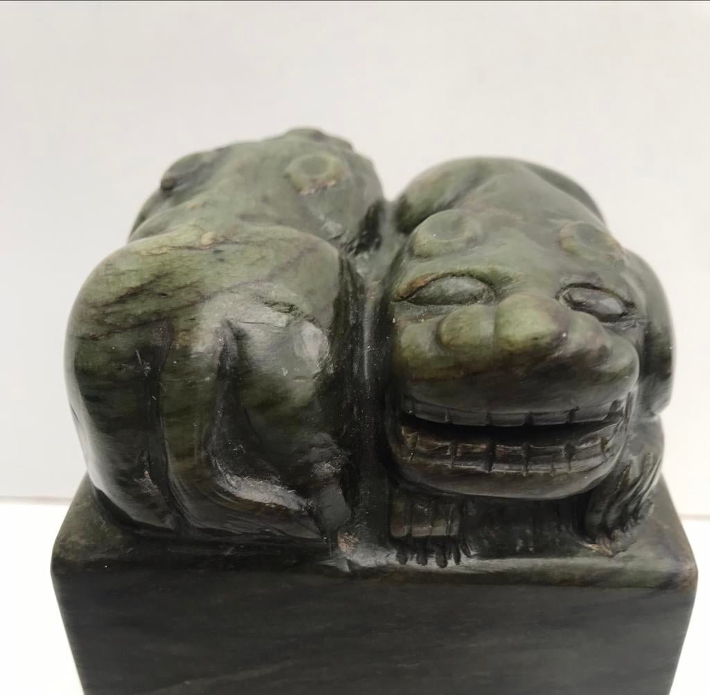Sculptures jade FOO-DOGS NÉPHRITE 4kg300 CRÉATURES MYTHIQUES, Enlèvement ou Envoi, Minéral