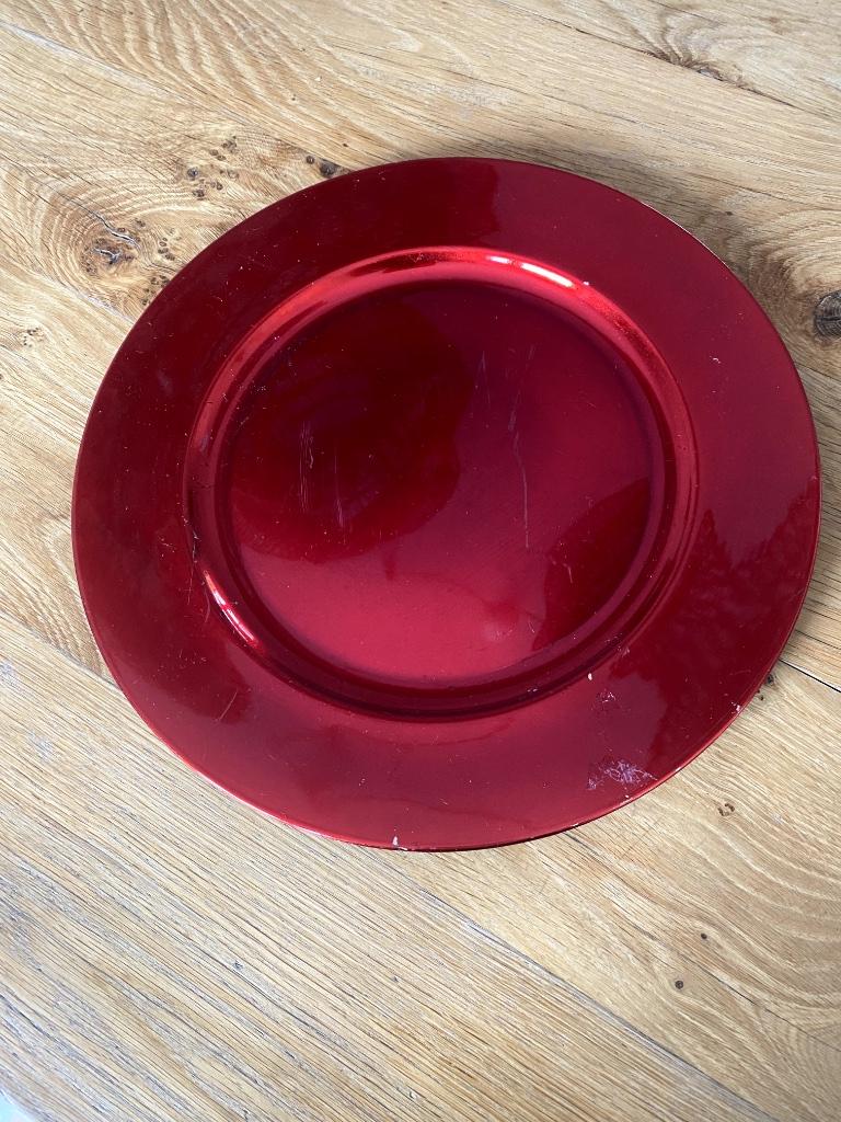 Rood plastic schaal/bord, Kunststof, Gebruikt, Schaal, Rond