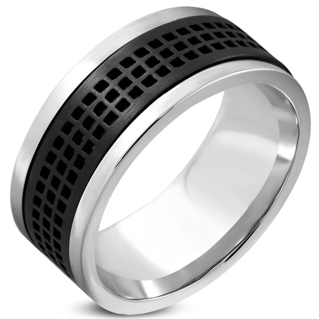 Bague homme spinner en acier bicolore, Enlèvement ou Envoi, Neuf, Fer ou Acier, Homme