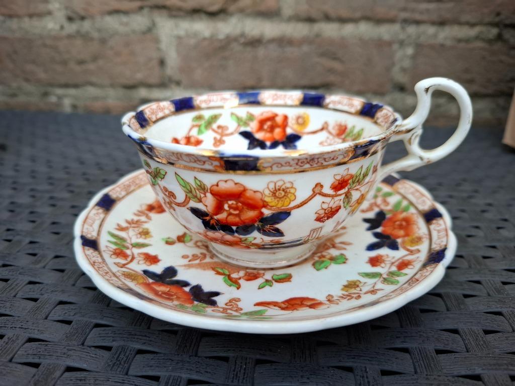 Tasse à thé en porcelaine Bridgwood + soucoupe (antique), Enlèvement ou Envoi