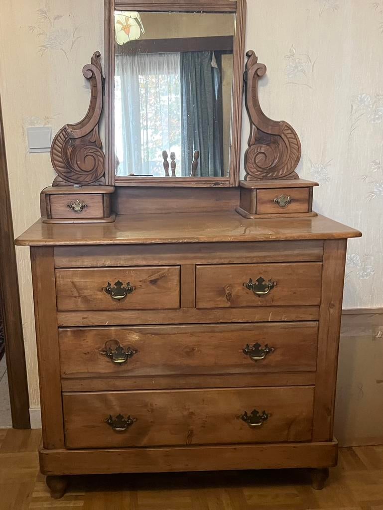 Commode/coiffeuse en pin avec miroir, Enlèvement, Comme neuf