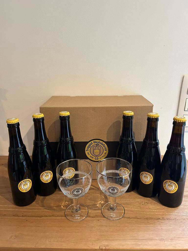 Westvleteren coffret cadeau 6 bouteilles brune XII + 2verres, Enlèvement ou Envoi, Bouteille(s)