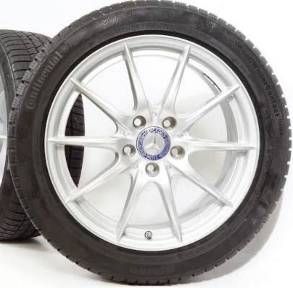 Mercedes 18inch aluminium velg met 4 winterbanden, Ophalen, 18 inch, Gebruikt, Banden en Velgen