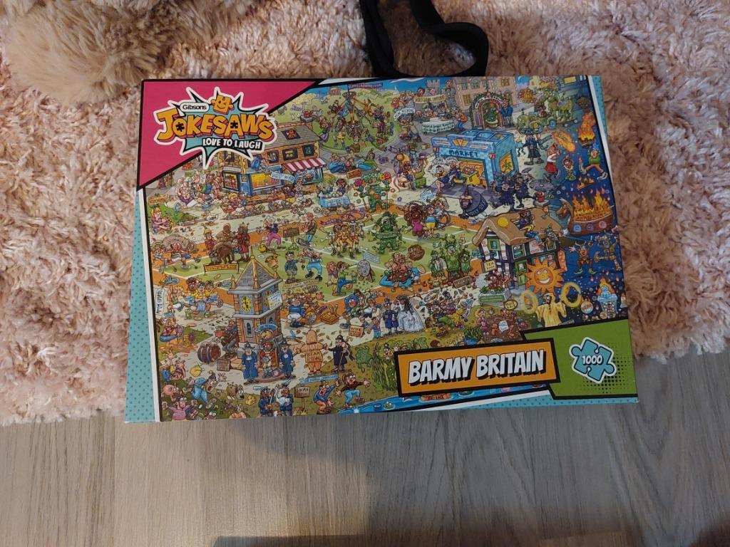 Puzzel Gibsons 'Barmy Britain' 1000 stuks, Ophalen of Verzenden, 500 t/m 1500 stukjes, Zo goed als nieuw, Legpuzzel