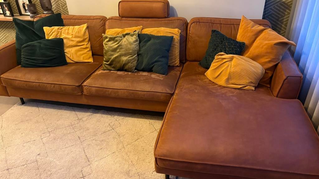 Chaise longue en cuir cognac, Enlèvement, Comme neuf, Autres matériaux