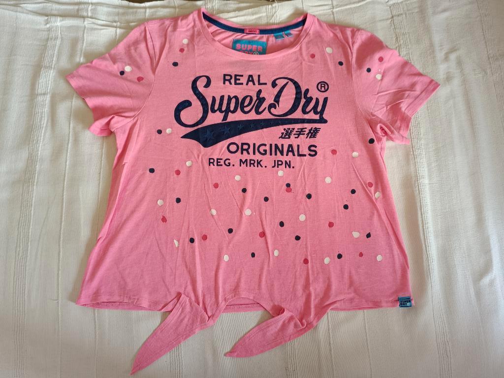 SuperDry roze t-shirt met stippen maat 42, Maat 48/50 (M), Ophalen of Verzenden, Zo goed als nieuw, Roze
