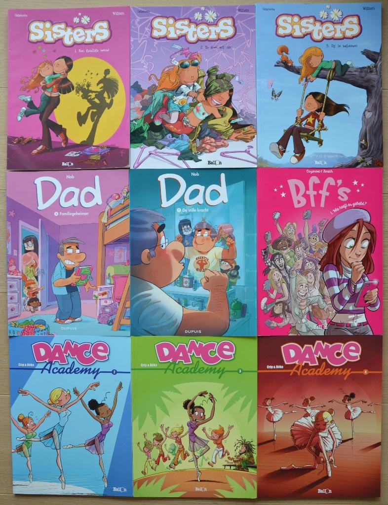 Pakket strips - Sisters, Dad, Bff's, Dance Academy, Boeken, Stripverhalen, Gelezen, Meerdere stripboeken, Ophalen
