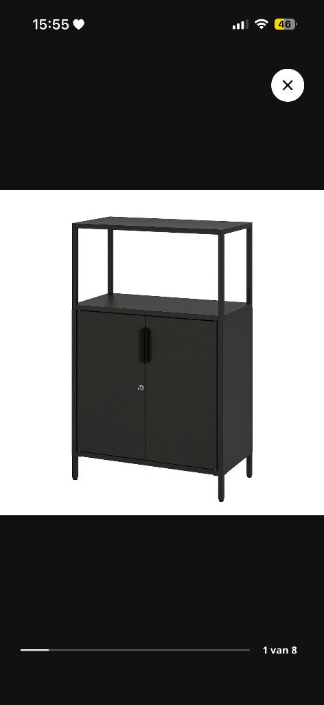 Ikea kast zwart metaal, Ophalen, Met deur(en), 100 tot 150 cm, 50 tot 100 cm
