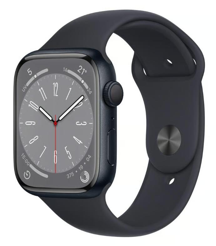 Apple Watch Series 8 Midnight Aluminium 45mm, Handtassen en Accessoires, Smartwatches, Ophalen, Apple Watch, IOS, Nieuw
