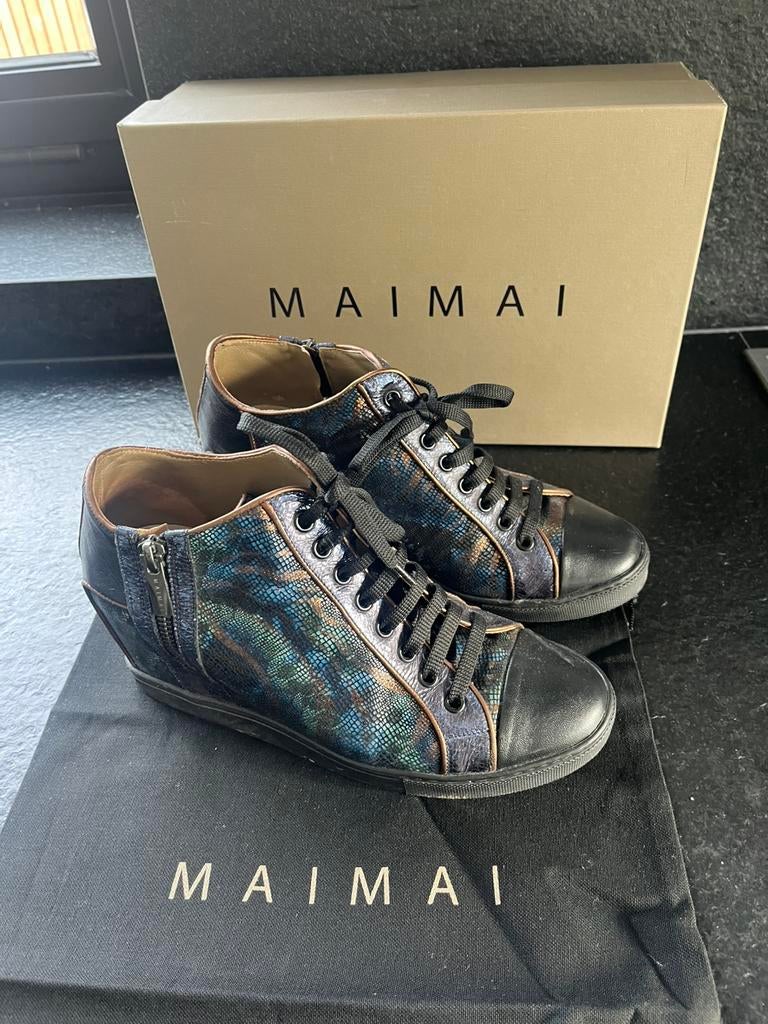 Bottines met sleehak van Mai Mai maat 39, Enlèvement, Boots et Botinnes, Porté, Bleu