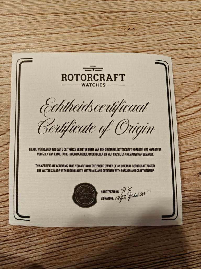Mannen horloge rotorcraft 3 x aangedaan mag weg wegens niet, Ophalen