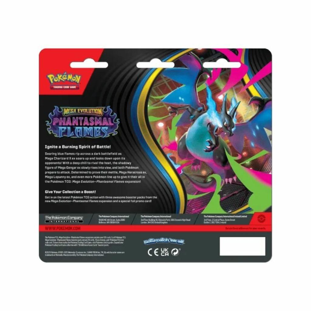 Pokemon Mega Evolution - Phantasmal Flames 3-Pack-Blister, Enlèvement ou Envoi, Neuf, Booster, Foil