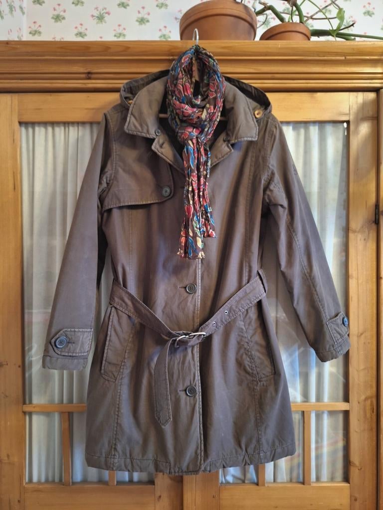 Gewatteerde trenchcoat „EAGLE” voor dames - T.44, Kleding | Dames, Bruin, Maat 42/44 (L), Ophalen of Verzenden, Gedragen