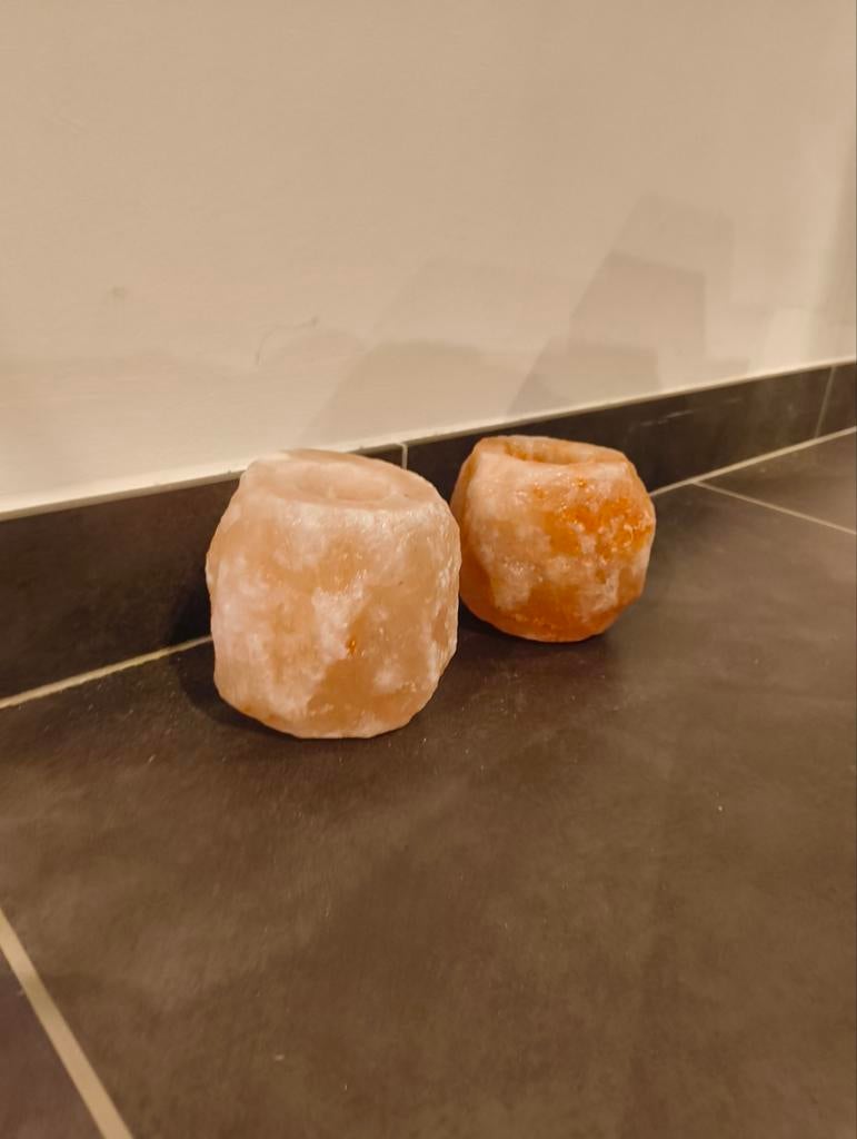 zoutsteen theelichthouder 2 stuks, Ophalen