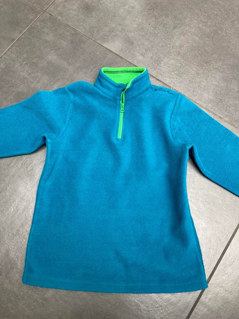 240: Appelblauwzeegroene fleece Quechua maat 8j, Ophalen of Verzenden