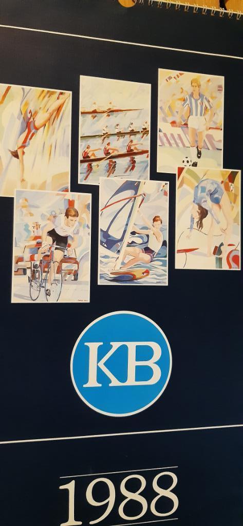 kalender 1988 KB sport = 6x schilderij Ronald Ergo =48 x29cm, Ophalen of Verzenden