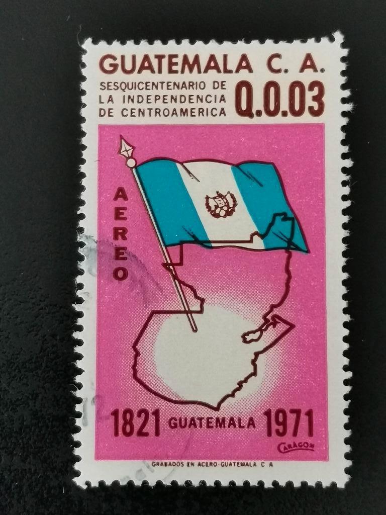 Guatemala 1971 - landkaart, vlag, Ophalen of Verzenden, Gestempeld, Midden-Amerika