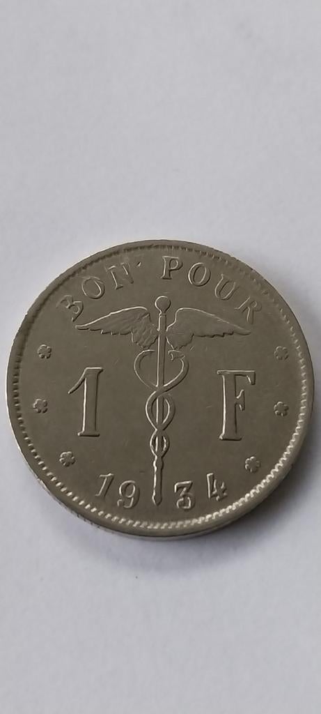 1 frank 1934 frans, Postzegels en Munten, Munten | België, Ophalen of Verzenden, Metaal, Losse munt