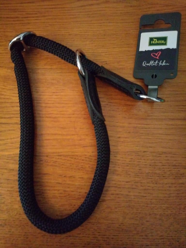 Hunter zwarte sliphalsband met rem, Dieren en Toebehoren, Ophalen of Verzenden, Nieuw
