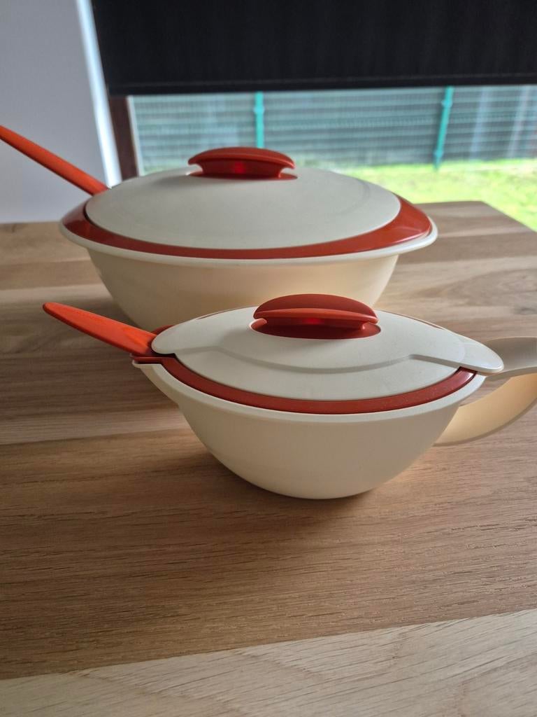 Tupperware iso duo 3,1l serveerkom + 550ml sauskom, Huis en Inrichting, Keuken | Tupperware, Ophalen of Verzenden, Nieuw, Crème