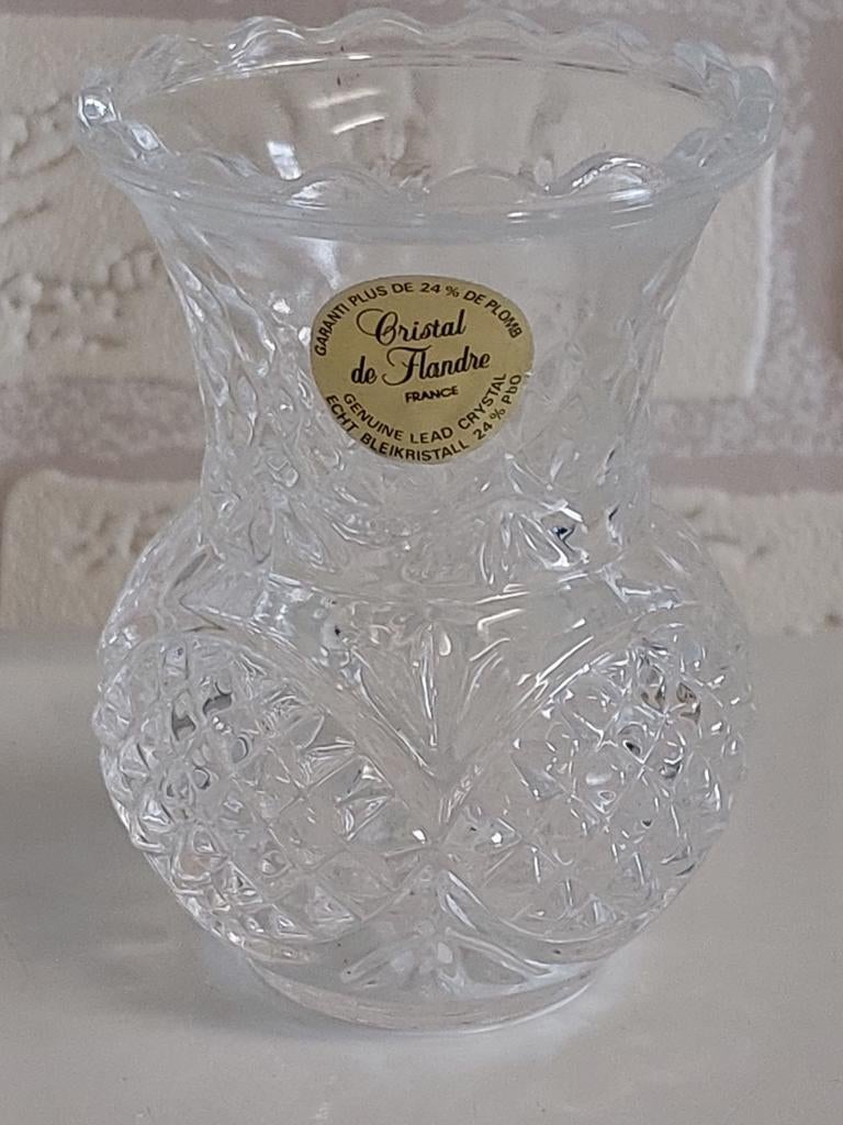 Magnifique petit vase en cristal de Flandre, Antiquités & Art, Enlèvement ou Envoi