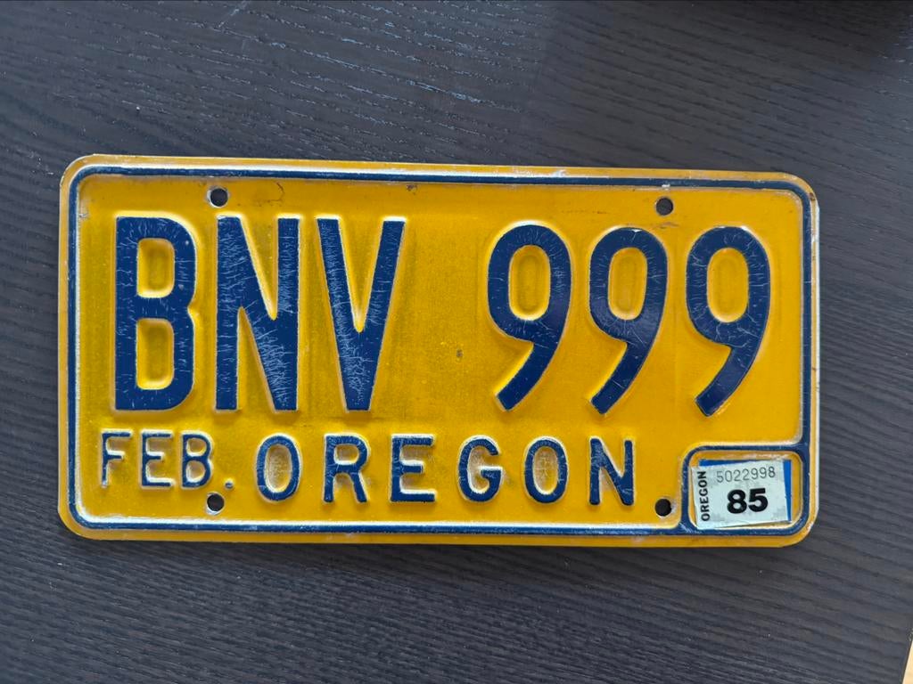 Kenteken USA Oregon, Ophalen, Gebruikt