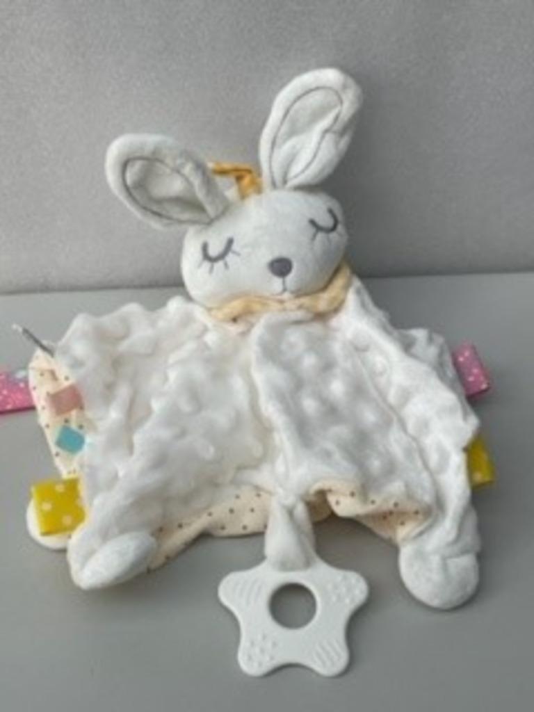 Baby knuffeldoekje konijn / marionet/ bijtring NIEUW, Kinderen en Baby's, Ophalen, Nieuw