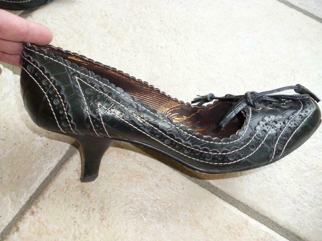 Zwarte leveren schoenen Maat 38 met speciale hak, Zwart, MET, Dansschoenen, Ophalen of Verzenden
