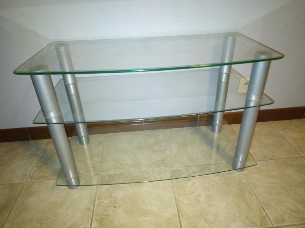 Meuble TV en verre, 25 à 50 cm, Moins de 100 cm, Comme neuf, Verre