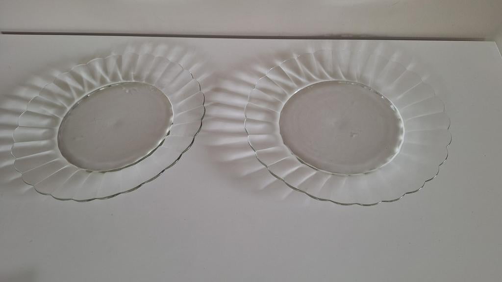 2 vintage schalen uit glas, diameter 27cm, Enlèvement ou Envoi