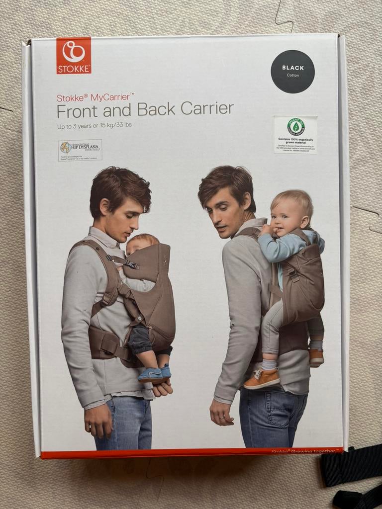 Zwarte stokke mycarrier 3-in-1, Kinderen en Baby's, Babydragers en Draagdoeken, Ophalen, Zo goed als nieuw, Buik, Draagzak