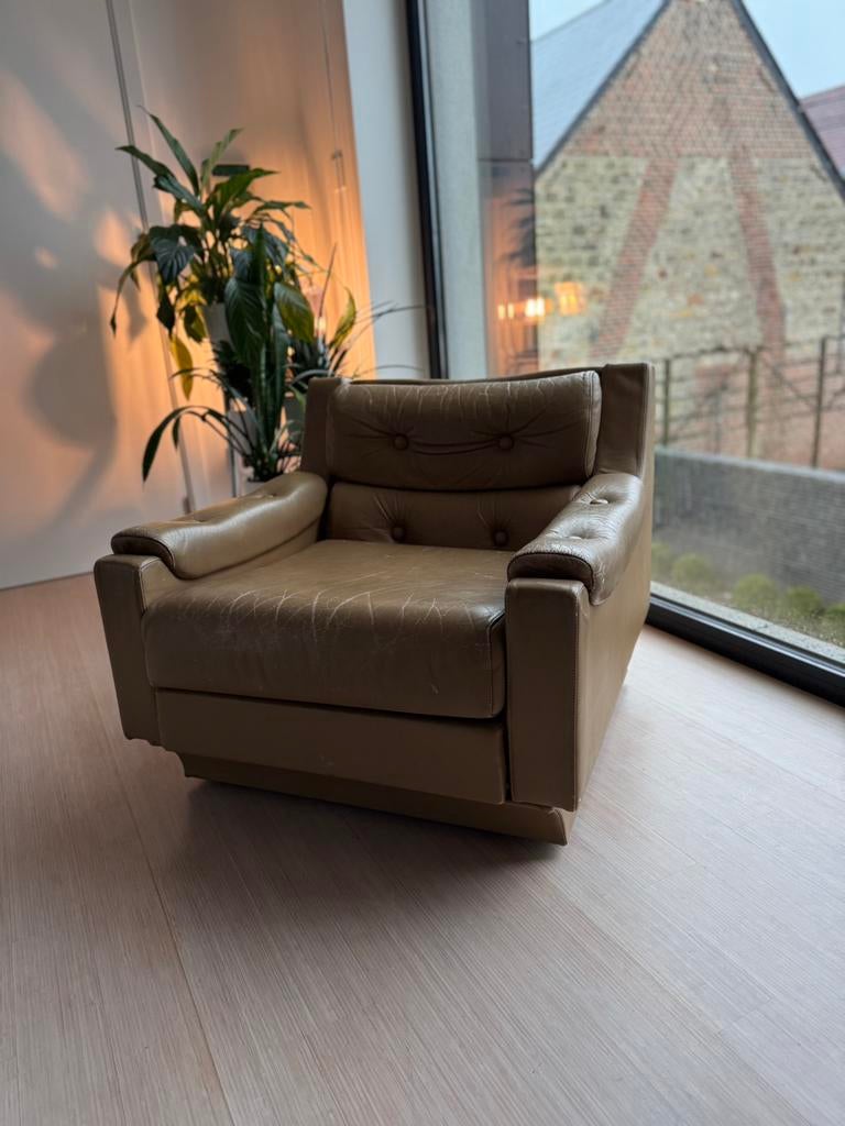 Vintage fauteuil uit de jaren 80, Ophalen, Zo goed als nieuw, Leer