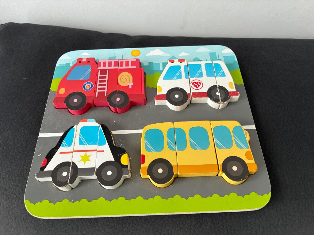 Puzzle encastré en bois voitures, Enlèvement, Utilisé, 2 à 4 ans, En bois