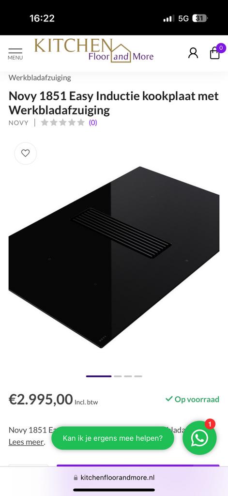 Cuisinière Novy 1851 avec extracteur à induction NEW, Neuf, Gaz, Enlèvement ou Envoi, 4 zones de cuisson