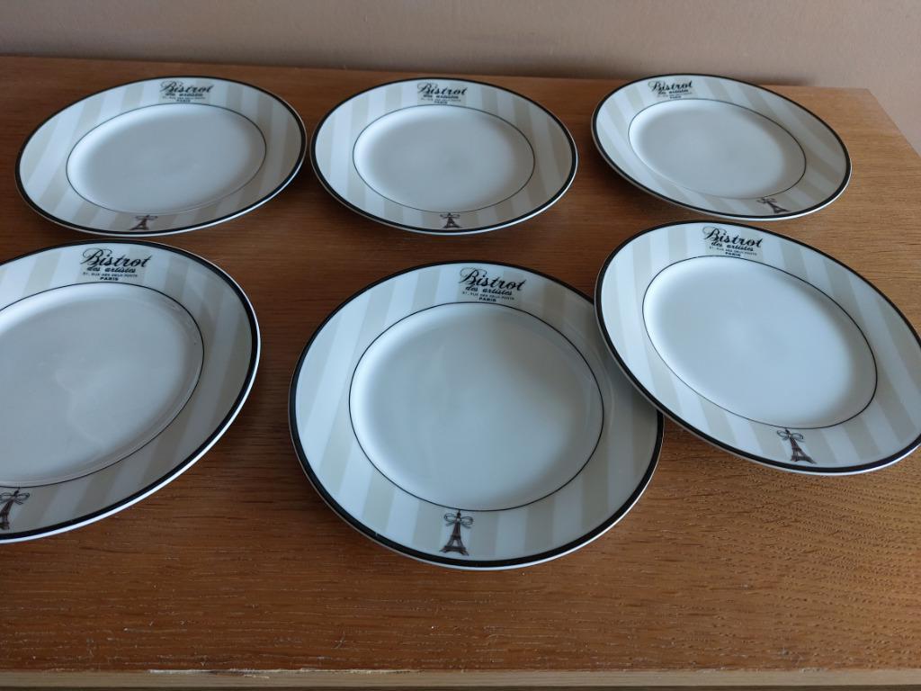 Lot de six assiettes Bistrot Paris parfait en barbecue, Ophalen of Verzenden
