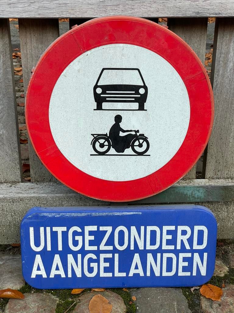 Panneau de circulation original auto moto en metal, Ophalen, Gebruikt