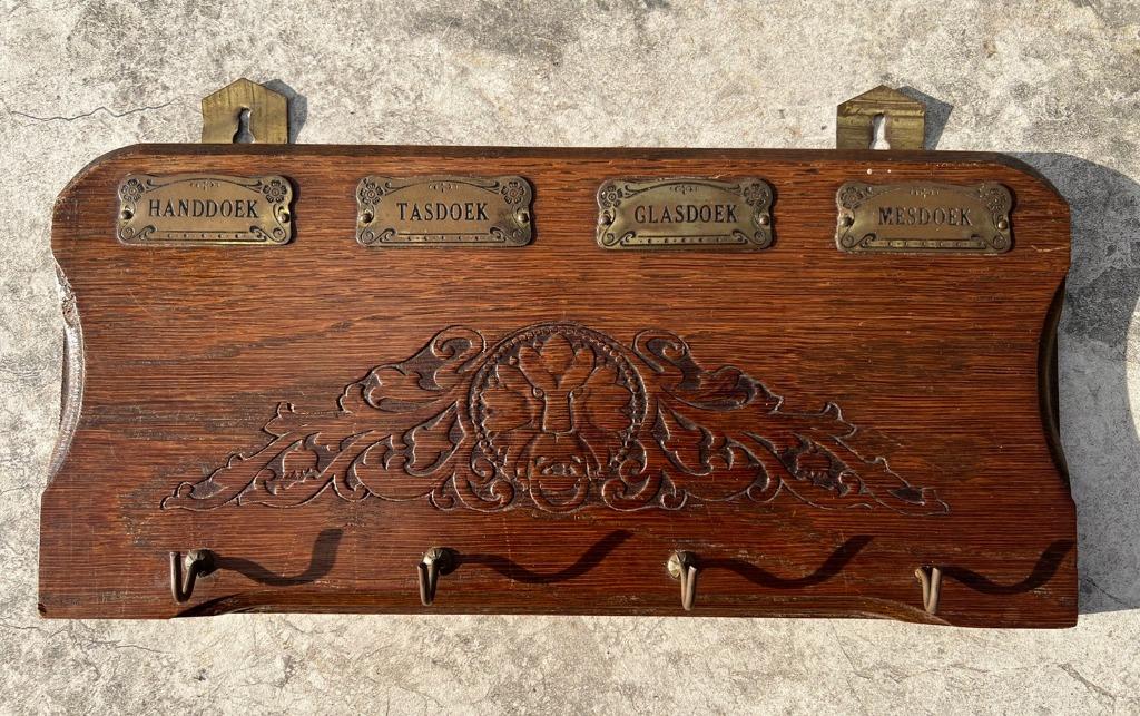 Houten kapstokje voor sleutels - Vintage - Keuken, Huis en Inrichting, Wandkapstok, Gebruikt, Verzenden, Minder dan 100 cm