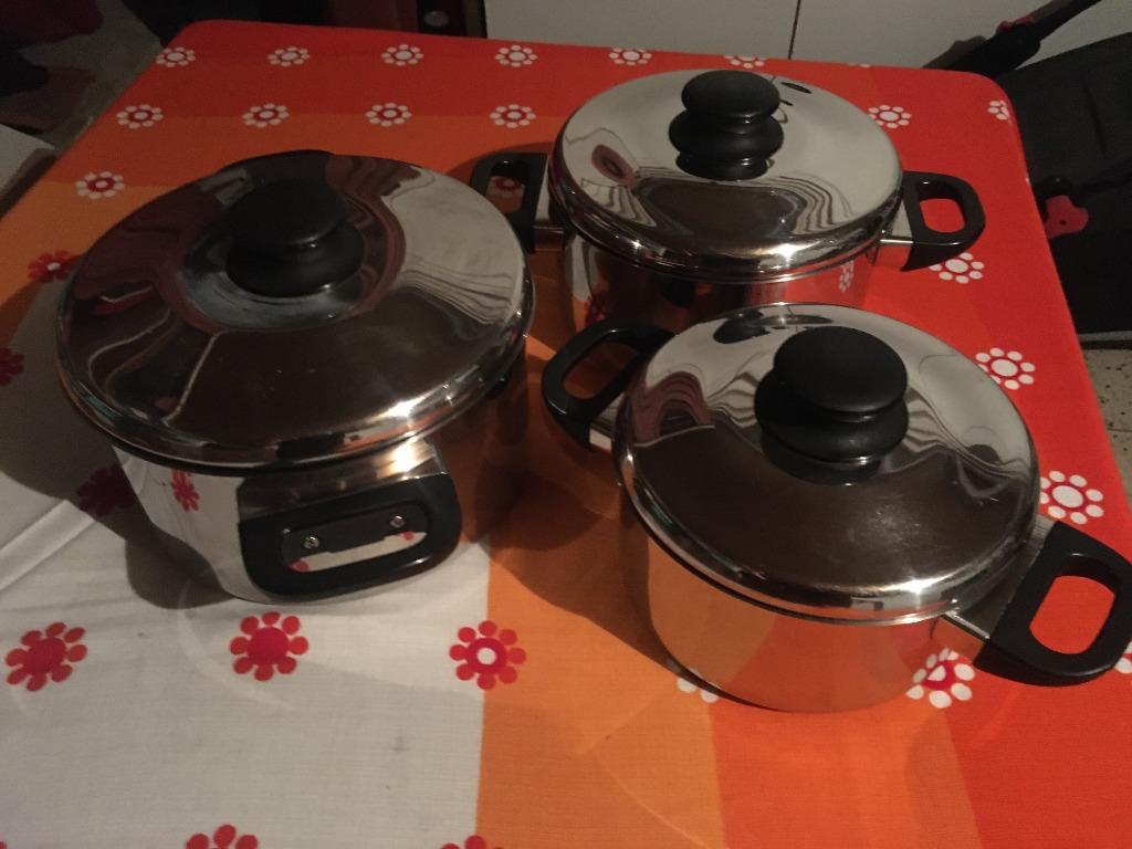 Set van 3 kookpotten, Ophalen, Gebruikt, Inox