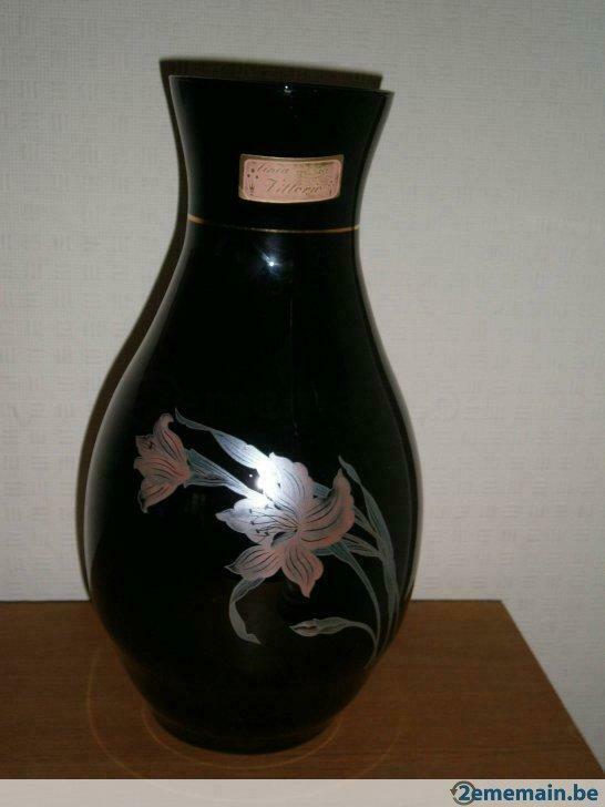 Art Déco Vase Noir **   Linea  Vittorio **  Italy **  34 cm