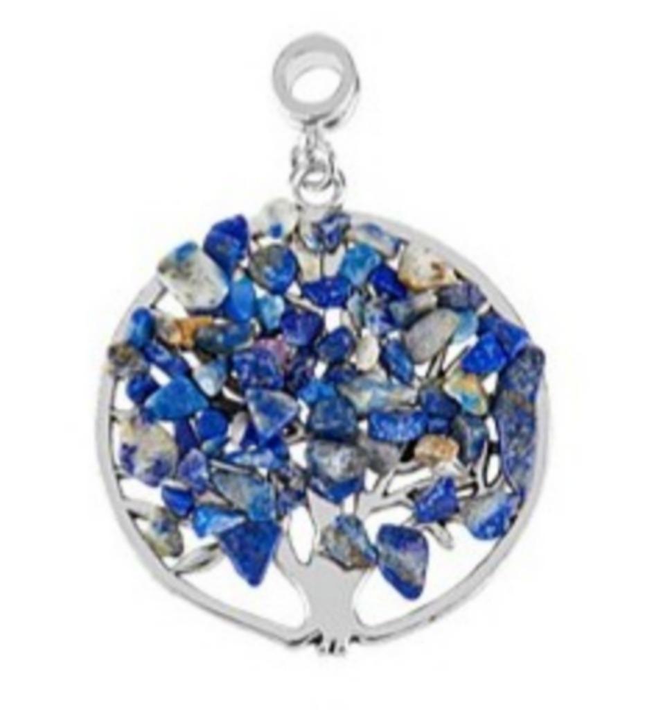 Kettinghanger Levensboom met lapis lazuli, Handtassen en Accessoires, Kettinghangers, Nieuw, Steen of Mineraal, Blauw, Bloem of Plant