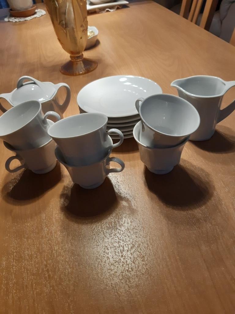 6 kopjes, bordjes, melkpotje en suikerpotje. Bavaria, Ophalen of Verzenden, Zo goed als nieuw